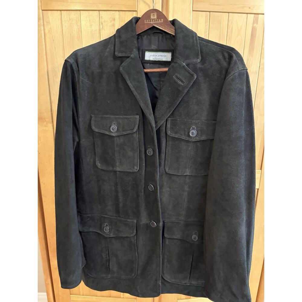 JOSEPH ABBOUD Mens Medium Suede Leather Safari Jacket Brown Field Coat Excellent